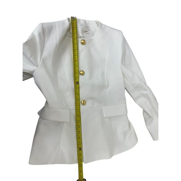 Zara Womens Fitted Blazer XL White Suit Jacket Gold Tone Button 2399/593 NWT - Picture 13 of 16